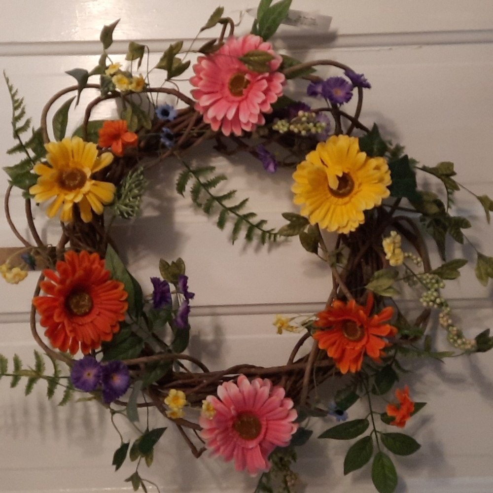 Wreath Gerbera Wildflower Silk Artificial Flower Floral Indoor Outdoor Wall Door